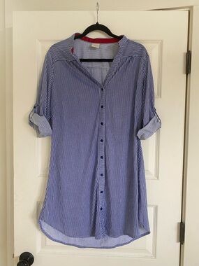 Passport Blue and White Striped Shirt Dress